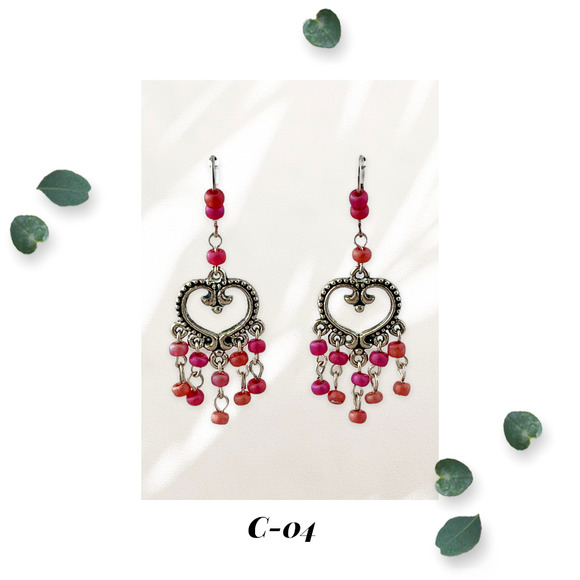 Gentle Loving Soul Iridescent Red Heart Chandelier Earrings - Picture 1 of 4